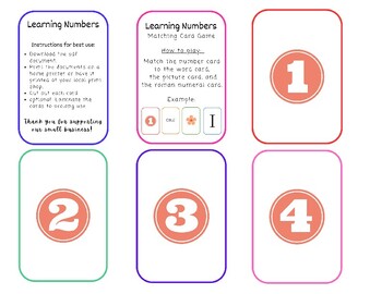 Preview of Learning Numbers 1-10: Flashcards, numbers, letters, roman numerals, counting