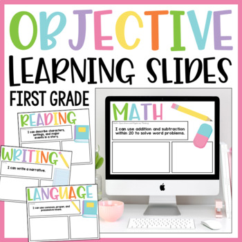 Preview of Learning Objective Slides First Grade l Digital Google Classroom