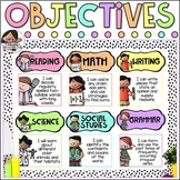 Learning Objectives Bulletin Board | Pastel Rainbow