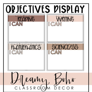 Preview of Learning Objectives Display | Neutral Boho I Can Statement Posters