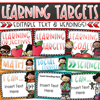 Preview of Learning Targets Goals Objectives Posters Signs Bulletin Board Display Editable
