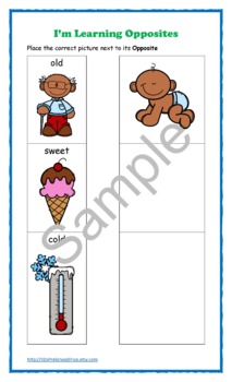 learning opposites preschool kindergarten homeschool printable worksheets