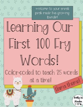 Preview of Learning Our First 100 Fry Words Bundle (Llama Theme)