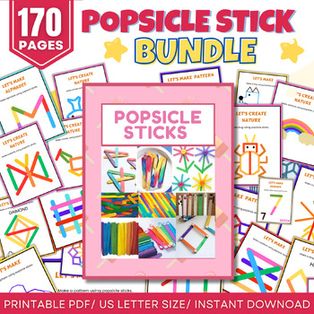 Preview of Learning Popsicle Sticks Bundle |Activities Printable for Kids | Learning Bundle