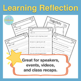 Learning Reflection Graphic Organizer for Speakers * Video