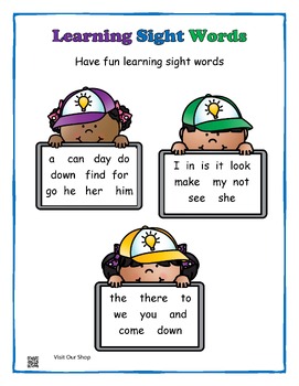 Preview of Learning Sight Words Activity Booklet Pre-K Kindergarten 1st Grade Homeschool