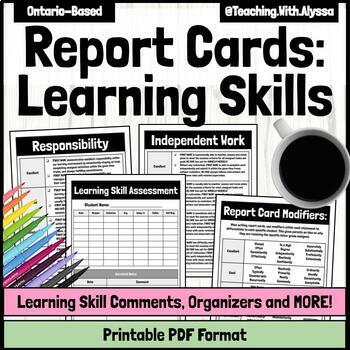 Preview of Learning Skills Comments | Report Card Comments Organizers and Assessments