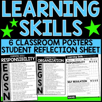 Preview of Learning Skills Student Reflection and Classroom Posters