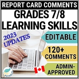 Grade 7 8 Report Card Comments Ontario LEARNING SKILLS EDI
