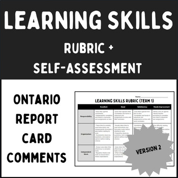 Preview of Learning Skills Rubric and Self-Assessment Bundle Ontario Version 2