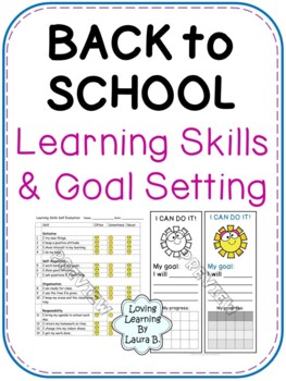 Preview of Learning Skills Self-evaluation & Goal Setting Back to School, Report Cards, SEL
