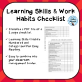 Learning Skills and Work Habits Teacher's Checklist - Onta