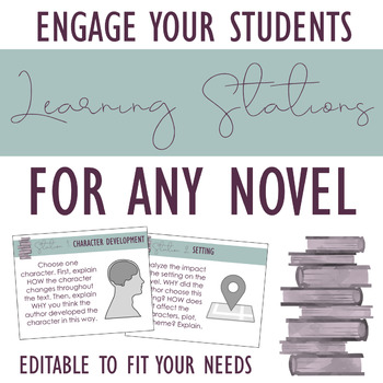 Preview of Learning Stations for ANY Novel: Engaging Literary Analysis Activity