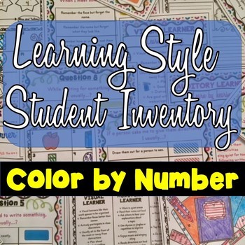 Preview of Learning Style Student Inventory : Color by Number - Back to School