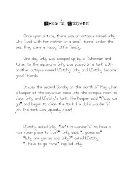 Preview of Learning Style Theater: Inky's Escape Short Stories and Transcript pdf