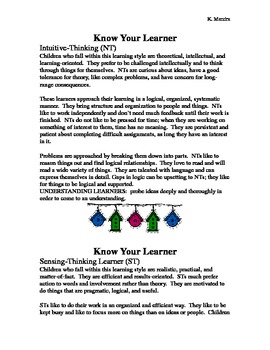 Preview of Learning Styles