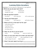 Learning Styles Inventory Worksheets & Teaching Resources | TpT