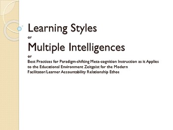 Preview of Learning Styles / Multiple Intelligences and the Different Learning Styles