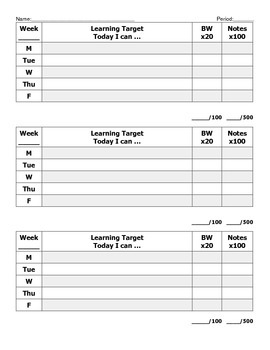 Preview of Learning Target, Exit Slips, Quiz Records, Absent Student Templates