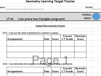 Preview of Learning Target Tracker - Geometry Triangle Proofs