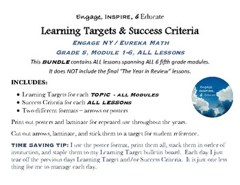 Preview of Learning Targets & Success Criteria: Engage NY/Eureka Math 5th Grade MEGA BUNDLE