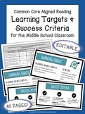 Learning Targets & Success Criteria | Middle School Readin