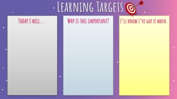 Preview of Learning Targets Template