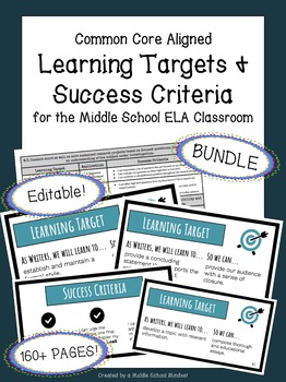 Preview of Learning Targets and Success Criteria | Reading & Writing BUNDLE | EDITABLE