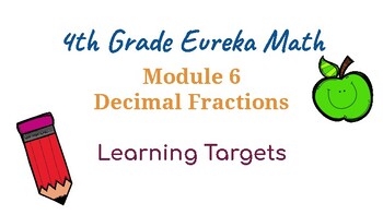 Preview of Learning Targets for Eureka 4th Grade Math Module 6