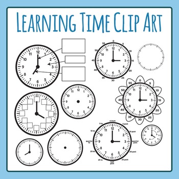 Preview of Learning Time Clock Templates Label the Diagram Analog Clock Clip Art / Clipart