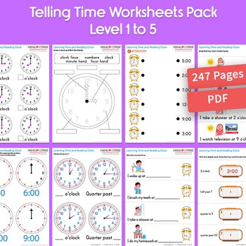 Preview of Learning Time Set (Level 1 to 5 Worksheets)