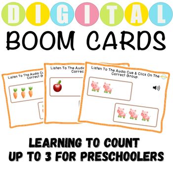 Preview of Learning To Count Up To 3 For Preschoolers Boom Cards