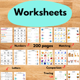 Learning Worksheet ABCs Numbers Letters Shapes Counting Op