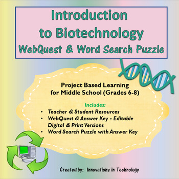 Preview of Learning about Biotechnology WebQuest & Word Search Puzzle