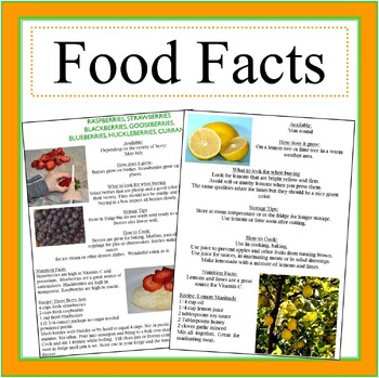 Preview of Learning about Food Facts- Info on Fruits, Vegetables, Grains, Dairy & Meat