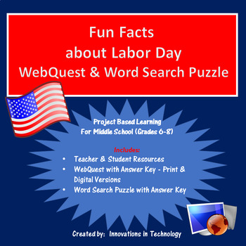 Preview of Labor Day - WebQuest / Internet Scavenger Hunt & Word Search Puzzle