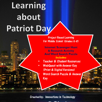 Preview of Learning about Patriot Day (9/11) - WebQuest & Word Search Puzzle