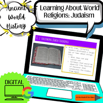 Preview of Learning about World Religions Judaism DIGITAL Reading & Guided Notes Activities