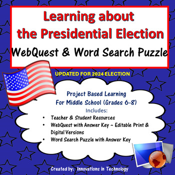 Preview of Learning about the Presidential Election WebQuest & Word Search Puzzle