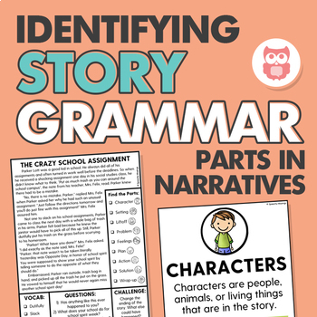 Preview of Learning Identifying Story Grammar Parts in Narratives, Stories | Speech Therapy