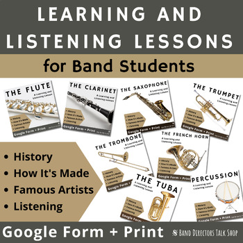 Preview of Learning and Listening Lesson Plans for Band Instruments - Full Bundle