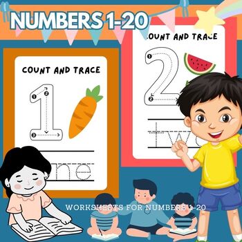 Preview of Learning and Writing Numbers 1-20 | Tracing Numbers 1-20 for kids 3-5 years old