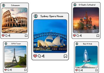 Preview of Learning and reading: Colouful World Famous Landmarks Flashcards