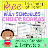 Learning at Home Daily Schedules and Choice Boards (FREE a