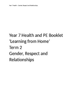 Preview of Gender, Relationships and Respect Unit Booklet