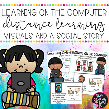 Preview of Learning on the Computer Visuals and Social Story | Print & Digital