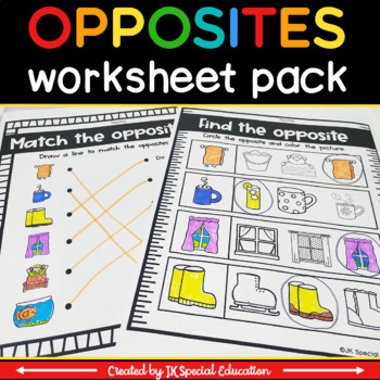 opposites worksheet preschool teaching resources tpt