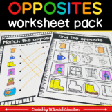 Learning opposites worksheets for preschool and kindergart