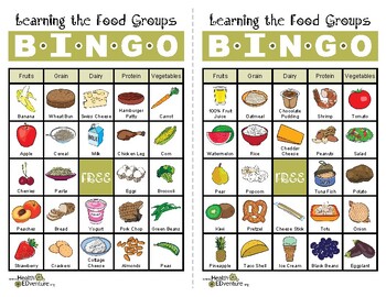 Preview of Healthy Eating: Learning the Five Food Groups: Bingo Game