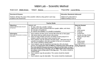 Preview of Learning the Scientific Method with M&Ms Lesson Plan